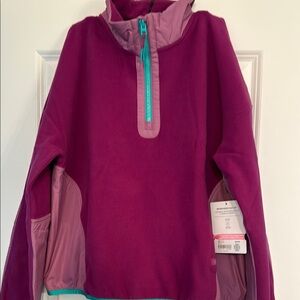 NWT Athleta Girl Microfleece Half Zip Purple/Pink Teal Size 14